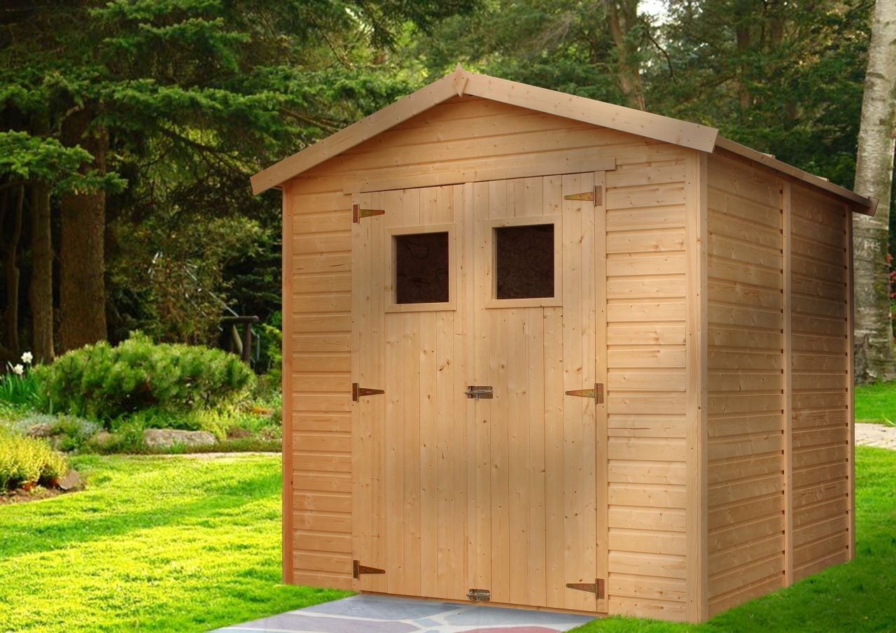 Abri de Jardin en Bois Naturel - Stockage extérieur avec fenêtres H228x222x233 cm/4,2 m² hangar en bois naturel - TIMBELA M351 - 9