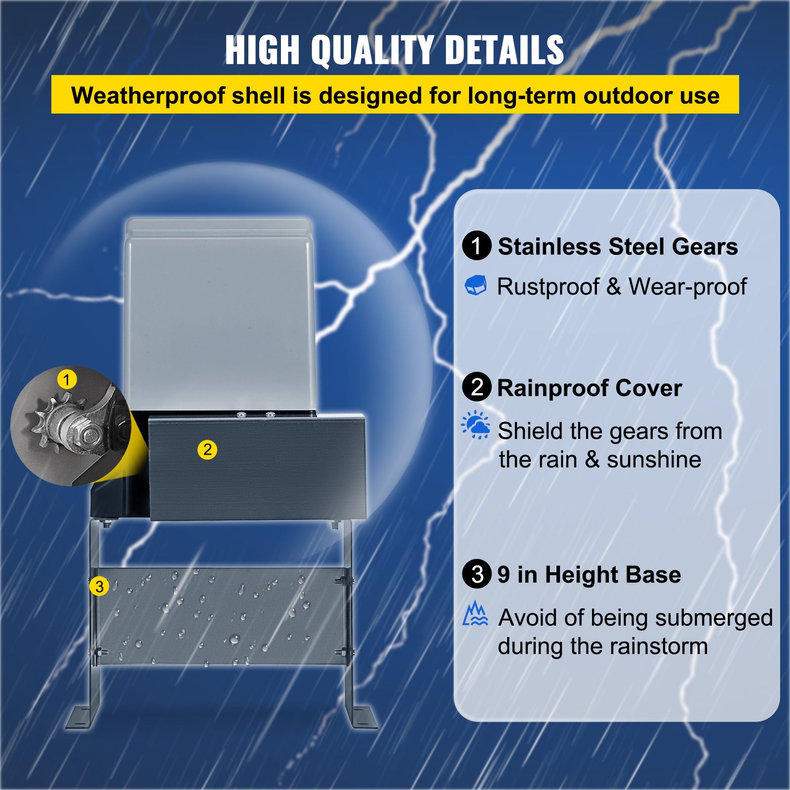 Puerta corredera,VEVOR 1800 lb 817 kg,con 2 controles remotos,kit de material para operador de portón para seguridad,motor eléctrico de 360W - 5