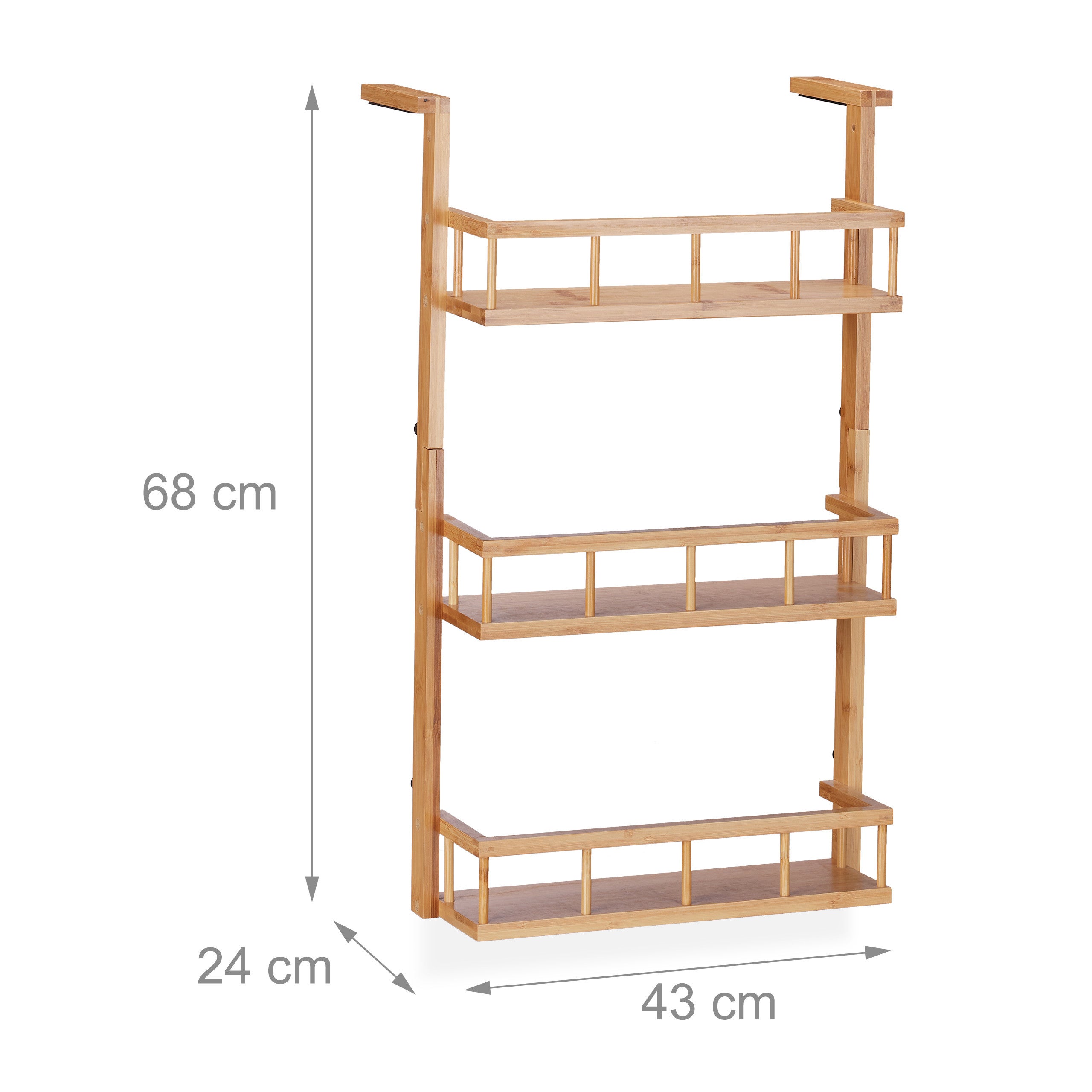 Etagère à épices, à accrocher & poser, armoire de cuisine, 3 étages bambou organiseur, nature, Relaxdays - 4