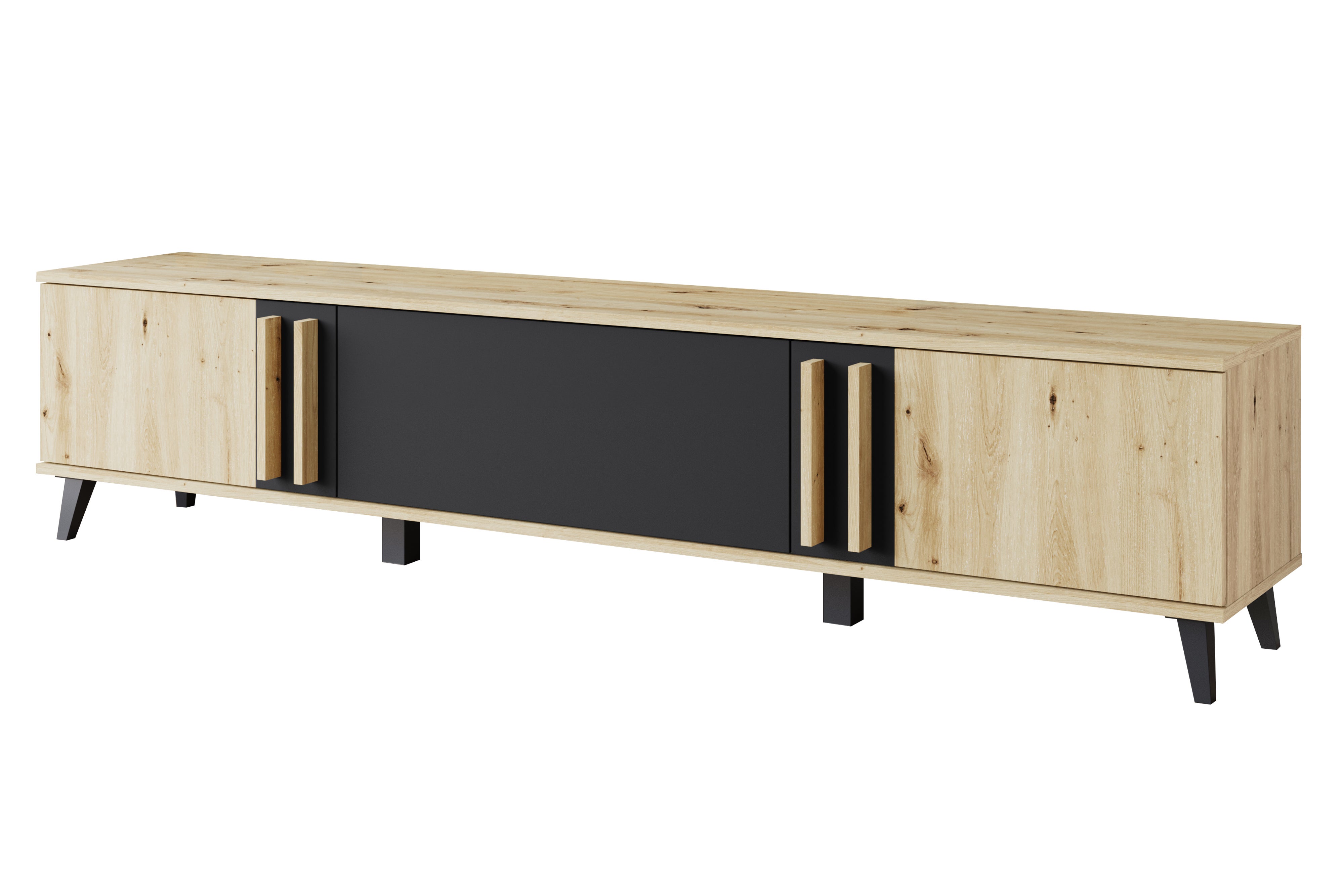 MINIO go for it, Szafka rtv HURON 180 cm dąb artisan/czarny
