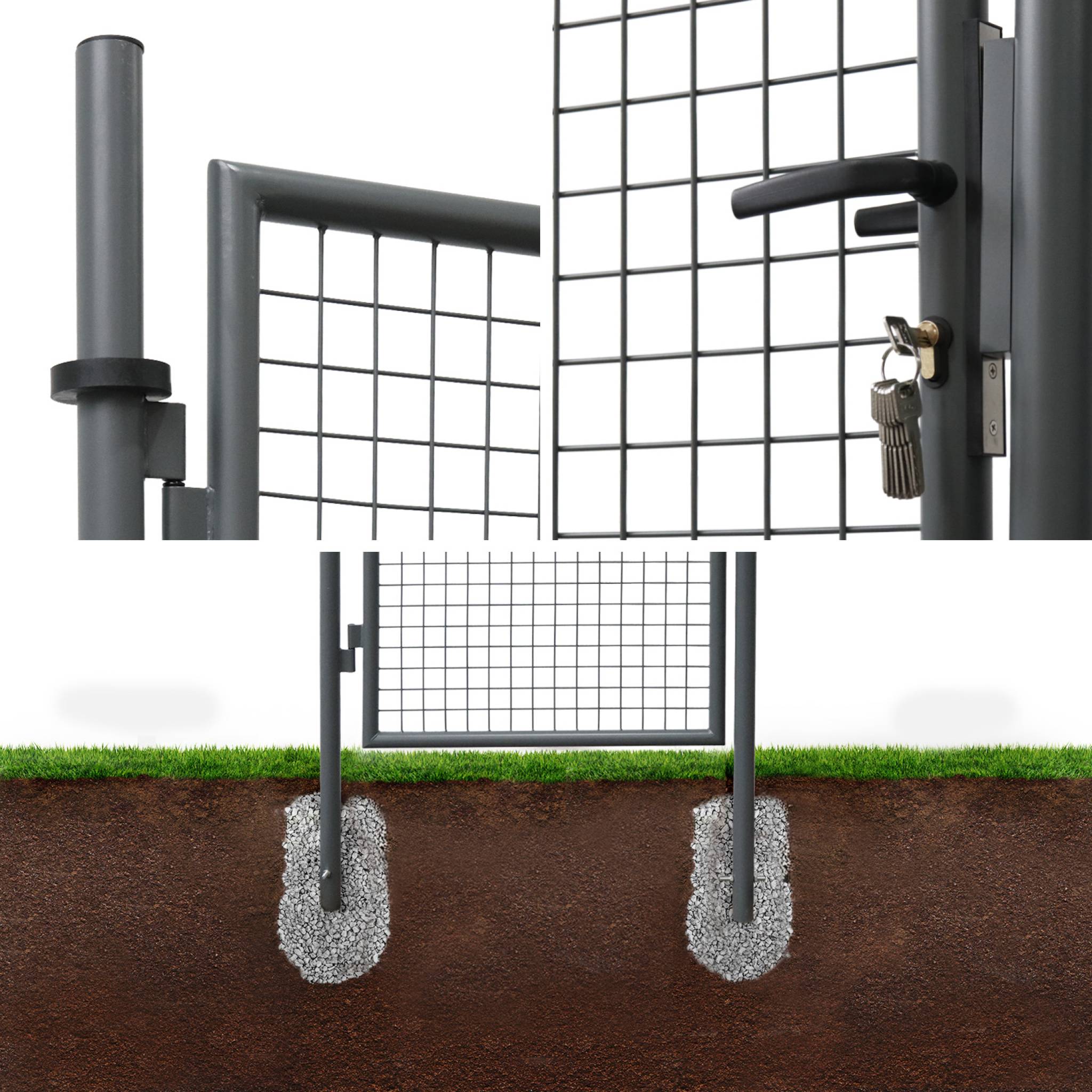 Portillon de jardin en métal anthracite. Double sens d'ouverture. Avec serrure et poignée 150x87cm PORTILLON 150 X 87CM - 3