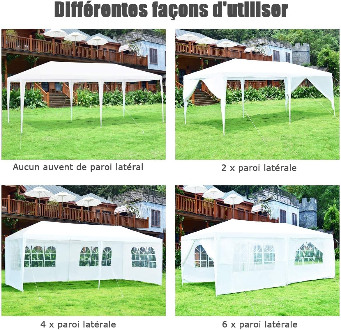 Pawilon ogrodowy 3 x 6 m, z 6 zdejmowanymi ścianami bocznymi i oknami, namiot imprezowy, namiot biesiadny, do ogrodu, na imprezę, wesele - 5