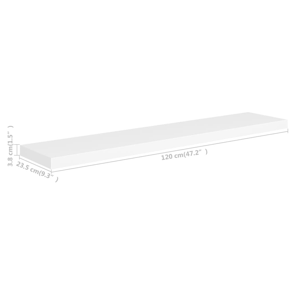 étagères murales flottantes 2 pcs blanc 120x23,5x3,8 cm MDF - 8