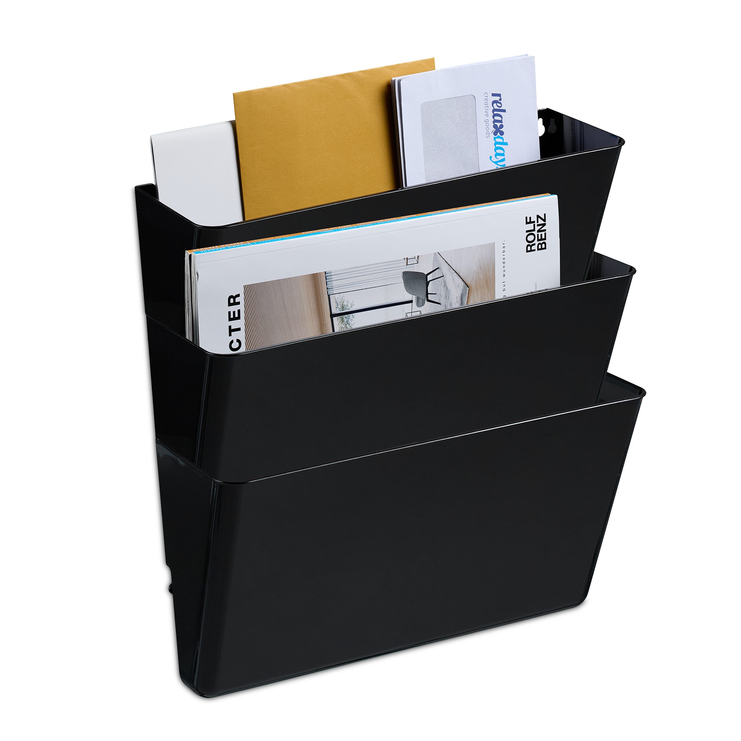 Porte Document Sur Roue Porte-documents mural en lot de 3, plastique, pour magazines et ...
