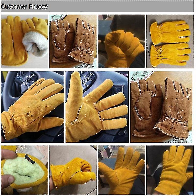 Gants de moto en peau de vache véritable, gants chauds et coupe-vent pour l'équitation en plein air, le ski et le camping - 3
