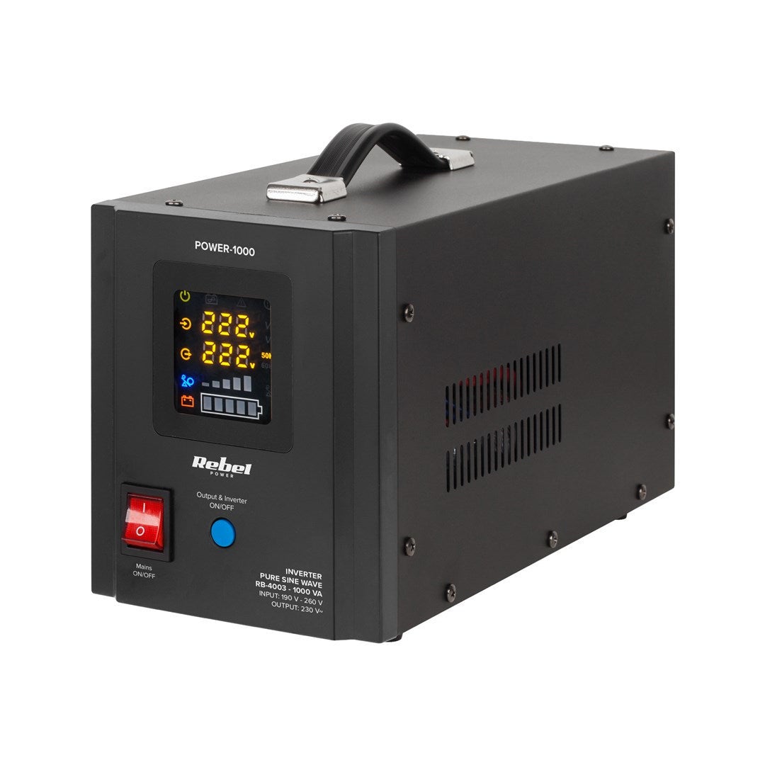 Rebel Suministro De Energía Ups 1000 Va 700 W Onda Sinusoidal Pura 230V Rb-4003 Negro , Leroy Merlin