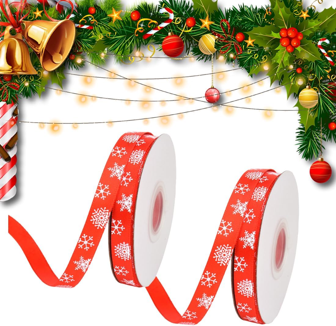 2 Rotoli Nastro Natalizio In Poliestere – 45,72m Totali, Larghezza 2,5cm – Colori Verde E Rosso, Perfetti Per Decorazioni E Pacchi Regalo Fai Da Te - 2