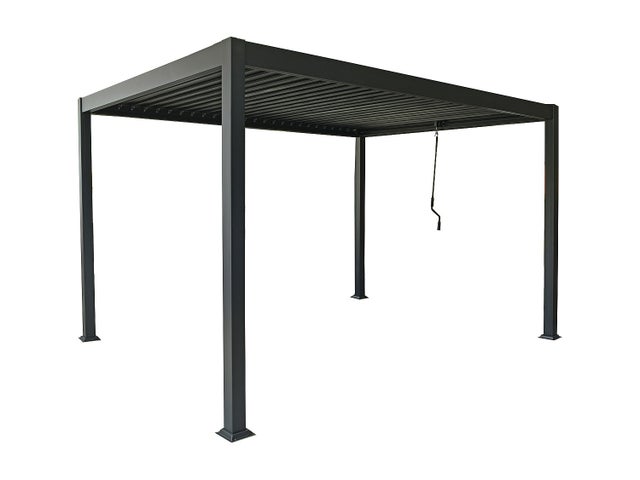 Pergola bioclimatique autoportante en aluminium avec lames orientables - 12 m² - anthracite - AMALFI