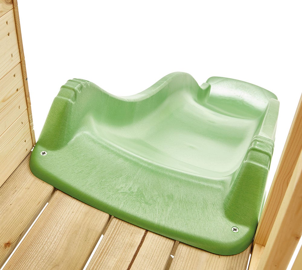 Maisonnette cabane sur pilotis en bois FSC® avec toboggan vert pomme COLLINE - 7