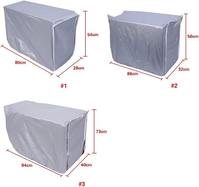 Copertura Per Condizionatore Esterno - Impermeabile, Anti-Polvere, Argento, 86x32x56 Cm - Foto 12