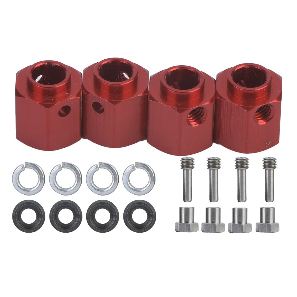 ZAICOLER Kit D'adaptateur D'entraînement Hexagonal Durable de 12mm pour Voiture MJX 14210 16208 RC, Matériau en Alliage D'aluminium Haute Résistance, 4 Pièces Incluses (Black