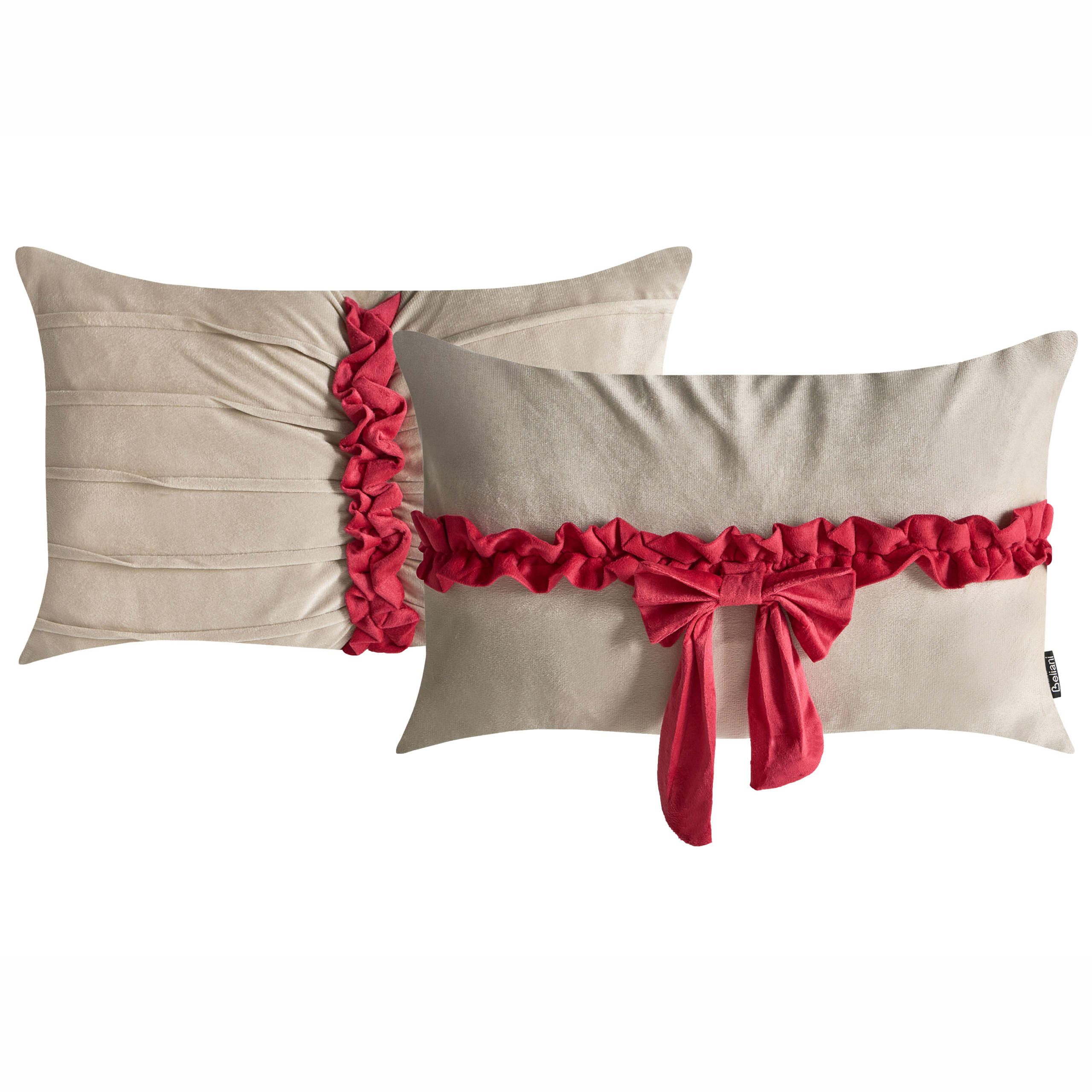 Set de 2 perne decorative BELLE Catifea 50 x 30 cm Taupe Model festiv 2buc