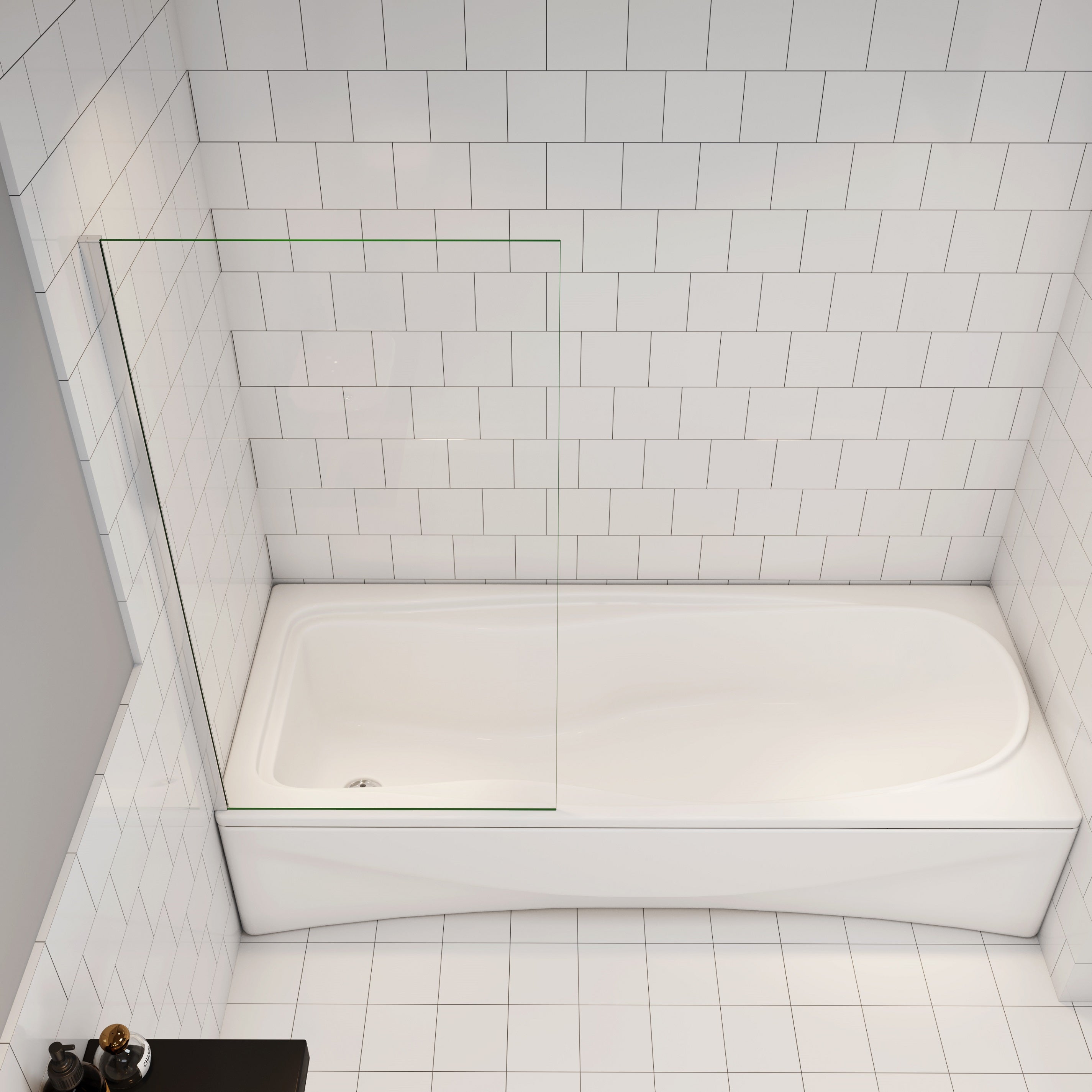 Pare-baignoire fixe - 70cm - écran de baignoire H.130cm - 5mm verre trempé - 2