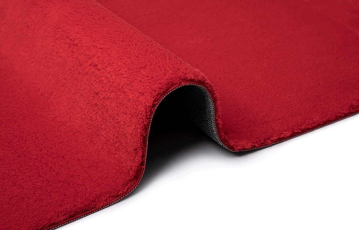 the carpet Relax tapis moelleux à poils courts, dessous antidérapant, lavable à 30 degrés, super soft, aspect fourrure, Rouge, 120 cm - 4