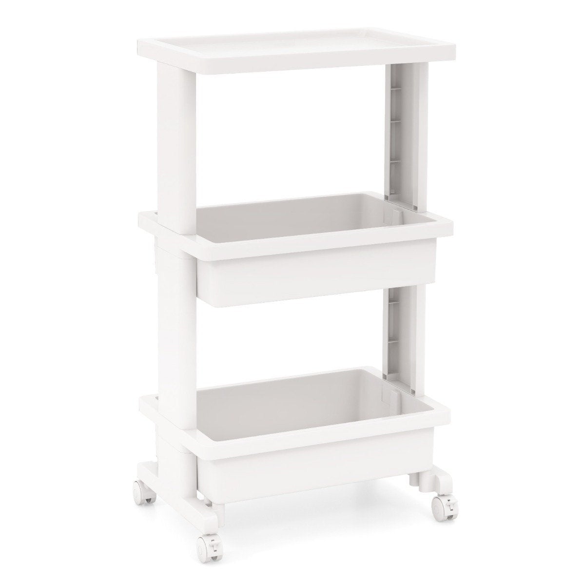 Chariot De Rangement étroit 5 Niveaux Avec Roulettes - Dimensions 35x26x107 Cm - Pour Cuisine, Salle De Bain, Bureau - Couleur Chêne/blanc