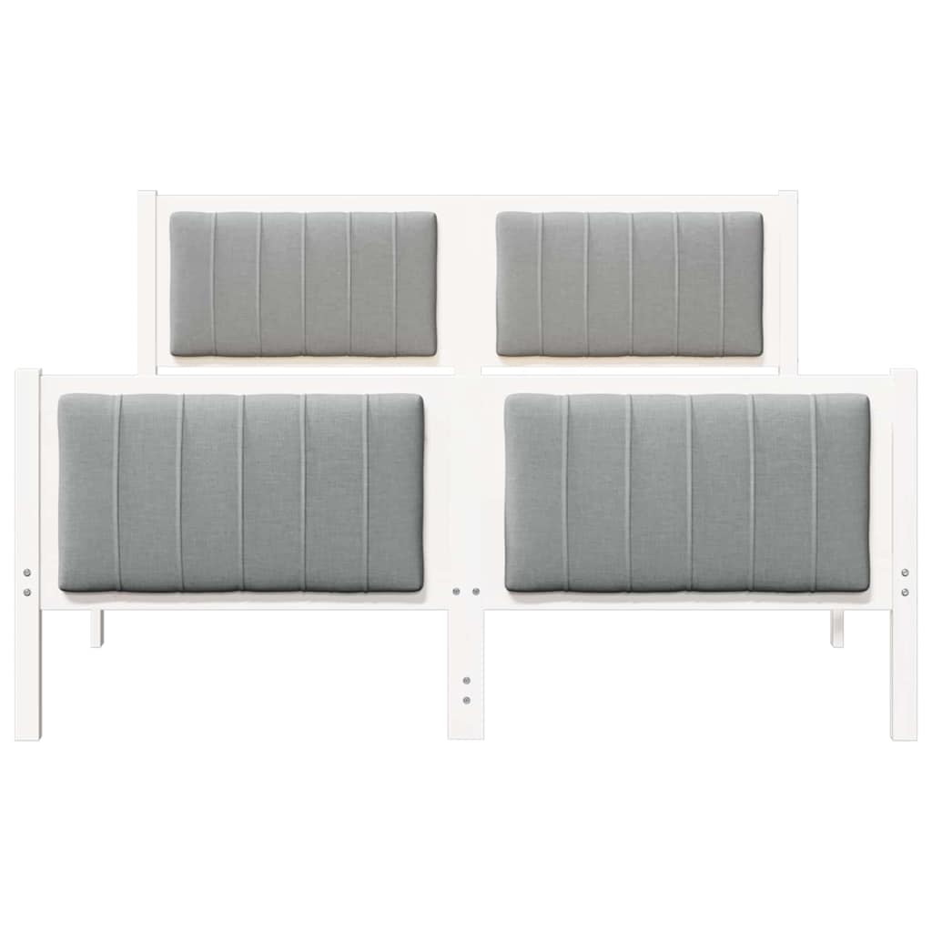 Cadre de lit avec tête de lit blanc et gris clair pour la chambre, 135 × 190 cm - 5