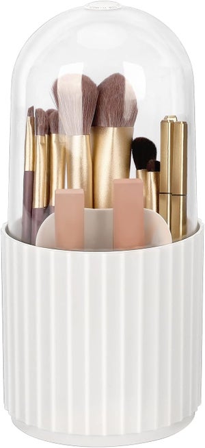 Organisateur Salle De Bain Organisateur Rotatif Pinceaux Maquillage JessLab - 360° Avec Couvercle - 5 Compartiments - 11x11x23 Cm Porte Pinceaux Maquillage Rotatif