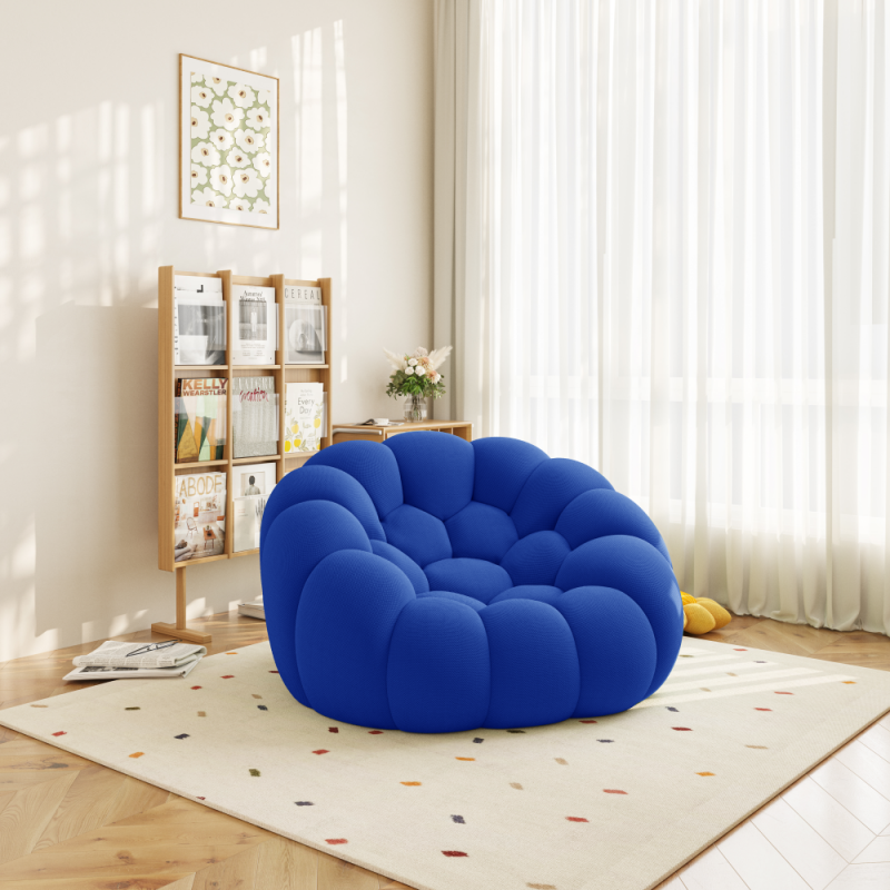 Divano Lazy oversize, design in tessuto mesh 3D, divano da terra moderno senza montaggio per soggiorno e ufficio - 3