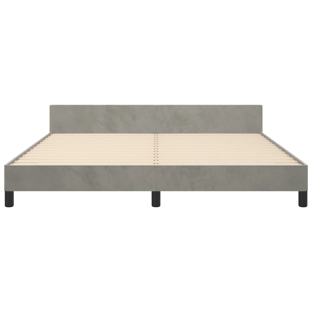 Cadre de lit sans matelas gris clair 160 x 200 cm en velours - 6