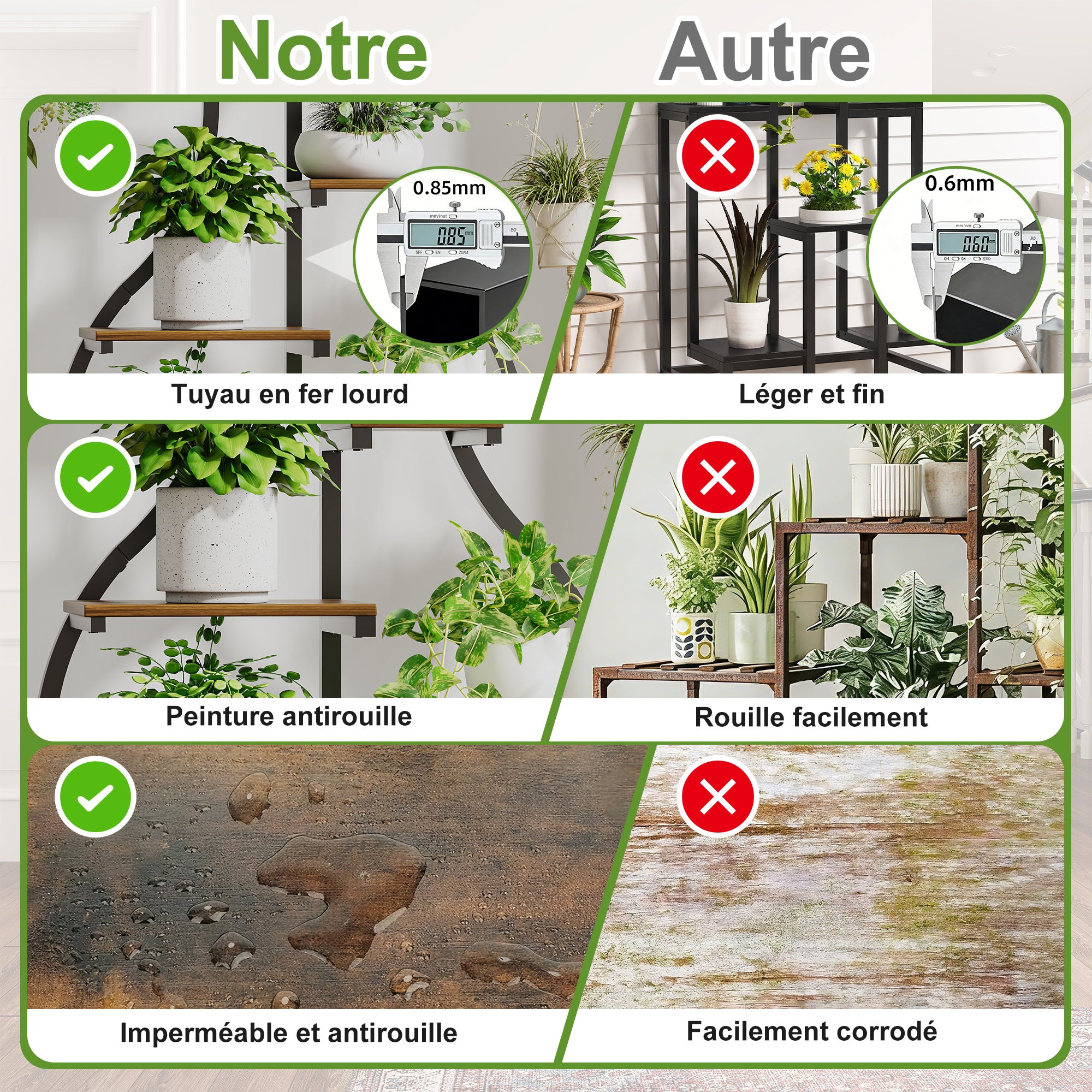 Support pour Plantes D'intérieur avec Lampes de Croissance, étagère à 6 Niveaux, 142 cm de Haut, en Métal, Dispositif de Rangement Anti-renversement - 4
