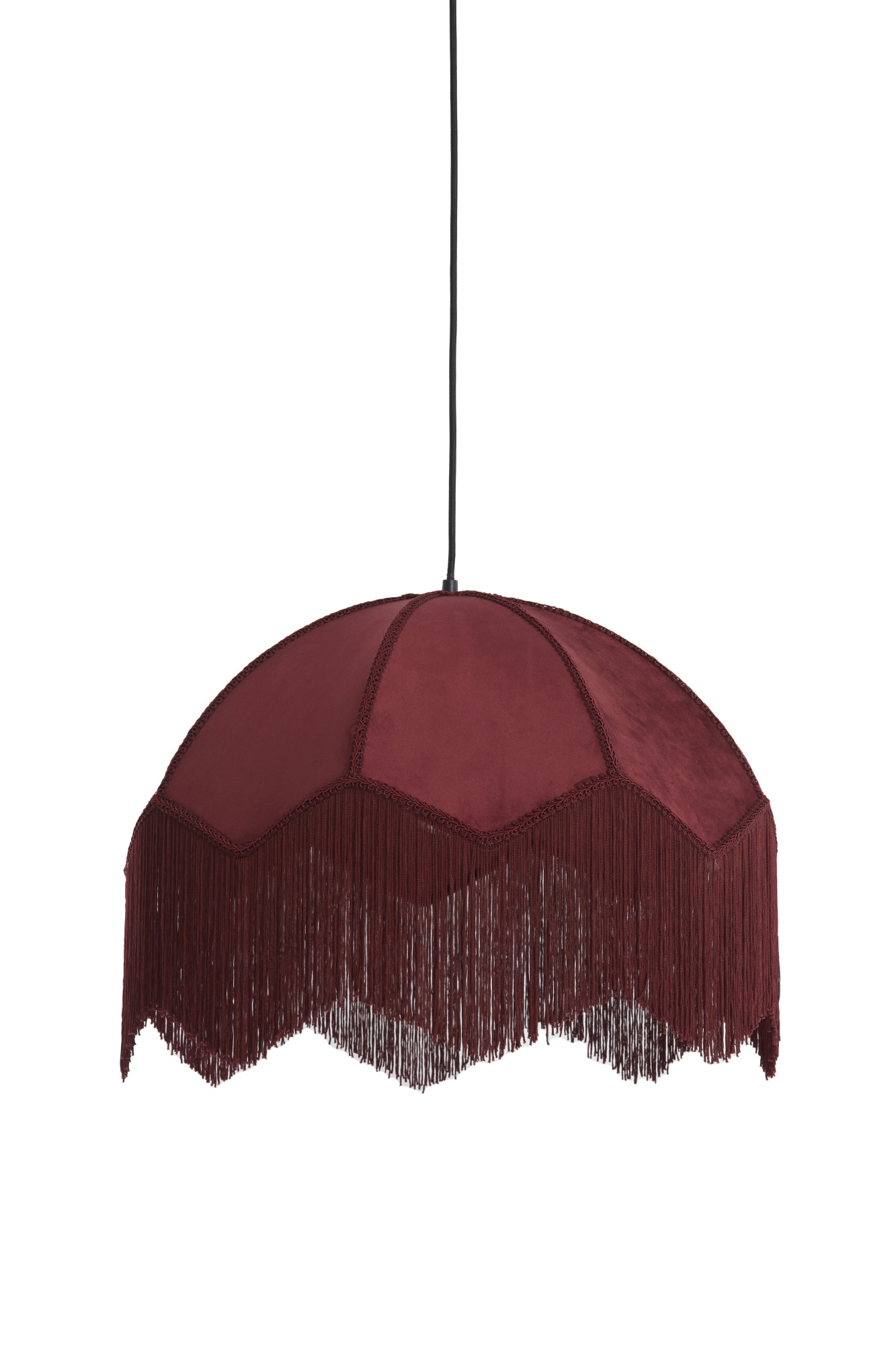 Light & Living - suspension - Malacia - rouge - raffia velours tissu - Ø 60cm - E27 - 2986417