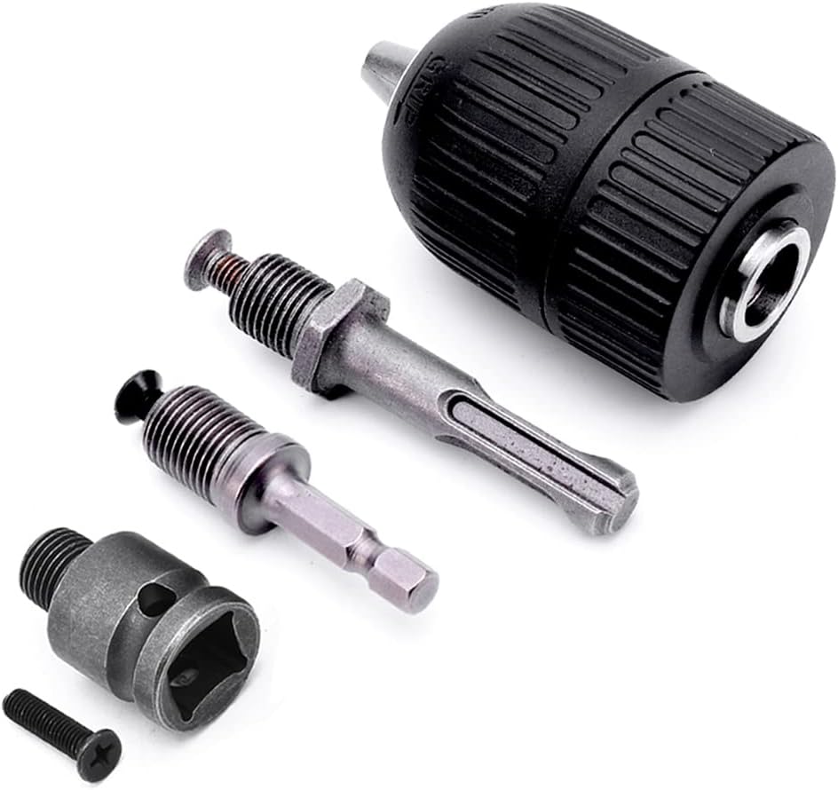 Samozaciskowy uchwyt wiertarski 2-13mm – Adaptery 1/4" HEX i 3/8" SDS Plus – Szybkie zaciskanie bez klucza do wiertarko-wkrętarki udarowej