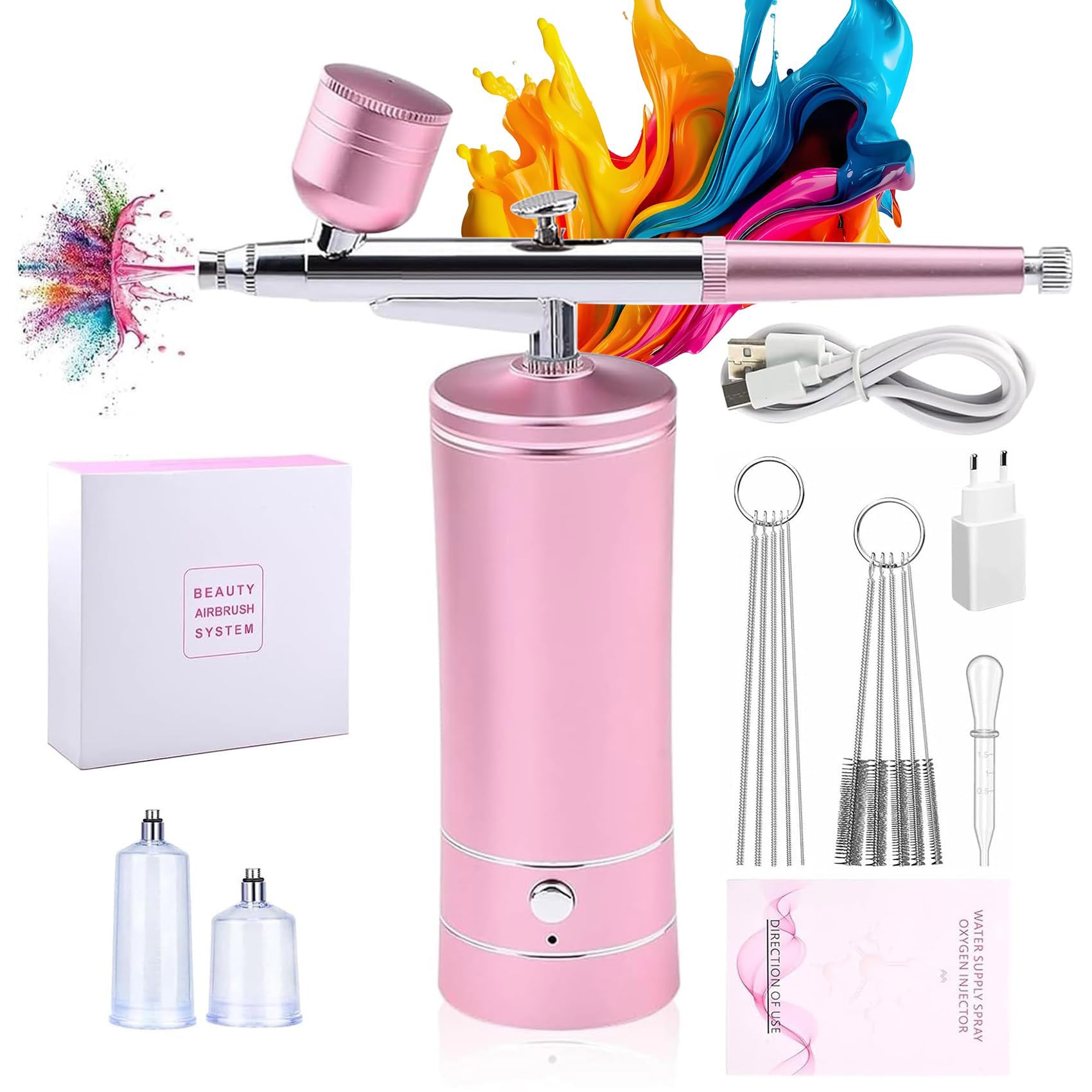 Kit Aerografo Portatile Senza Fili – Compressore USB Ricaricabile Per Unghie, Torte, Tatuaggi E Modellismo - 4