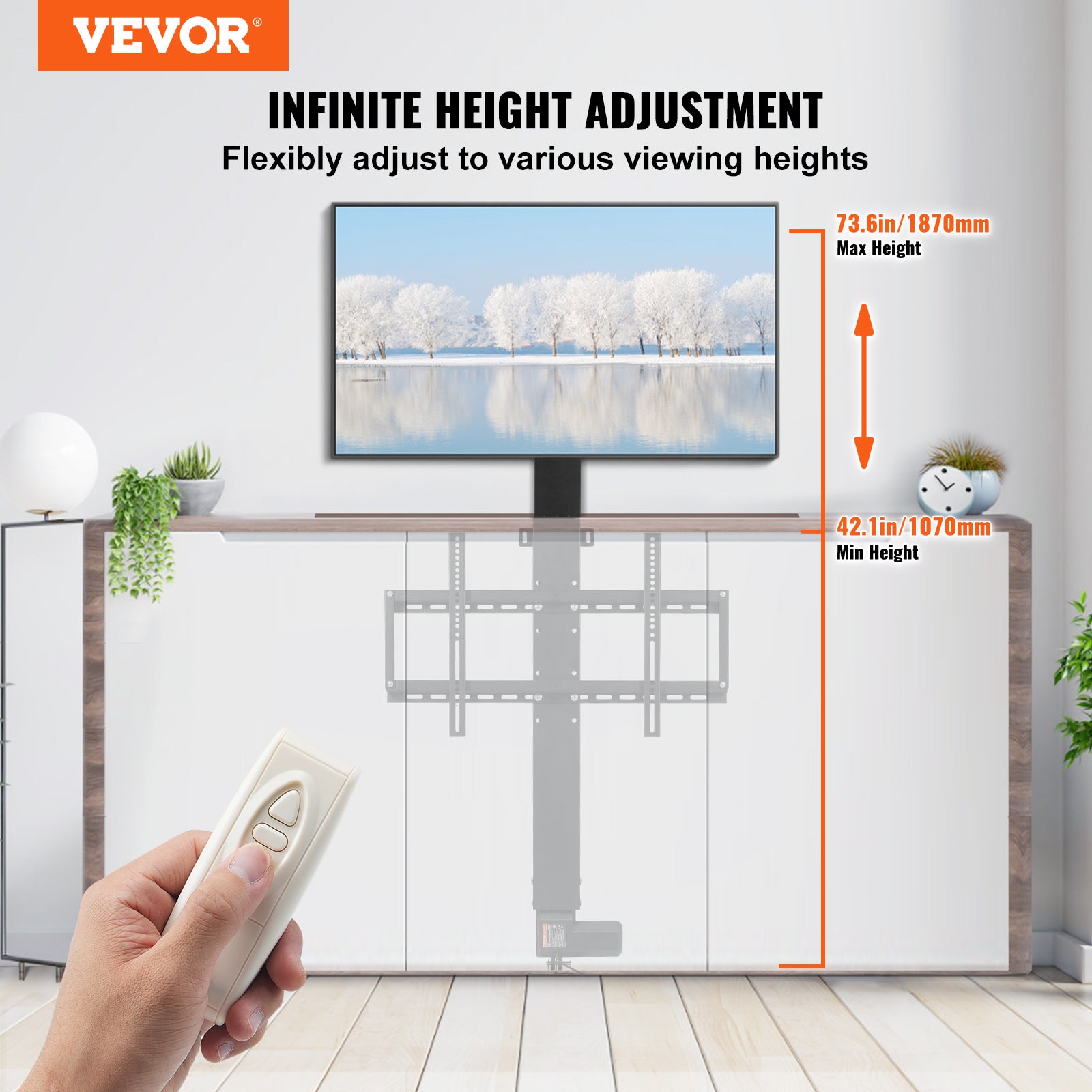 Supporto Da Tavolo Universale Per TV 32-65″ Con Regolazione Altezza, Carico 45kg, VESA Fino A 600x400mm – Base In Vetro Temperato E Gestione Cavi - 2