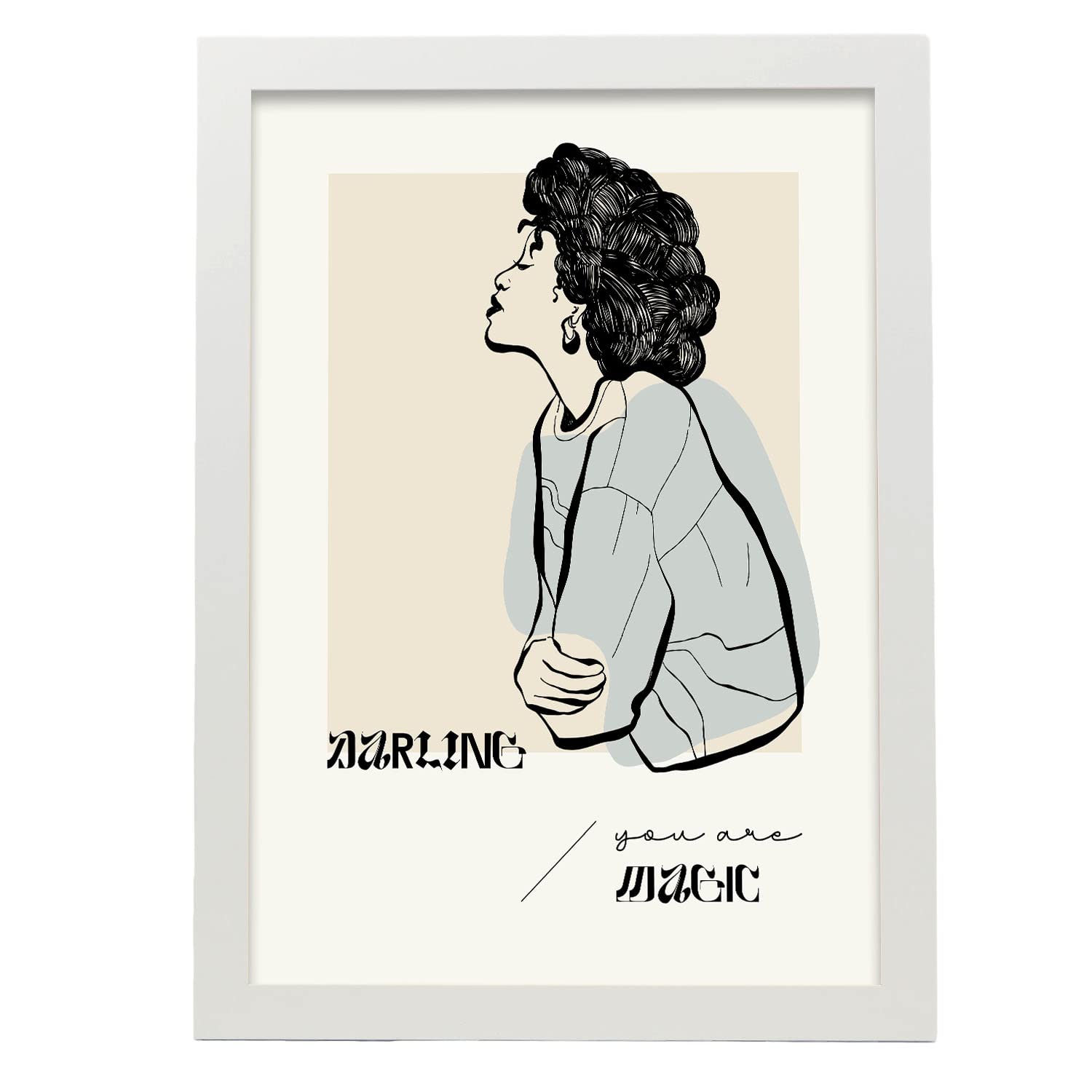 Nacnic póster pop art abstracto. hechicera ilustraciones artísticas modernas para la decoración de interiores. con marco blanco - a3