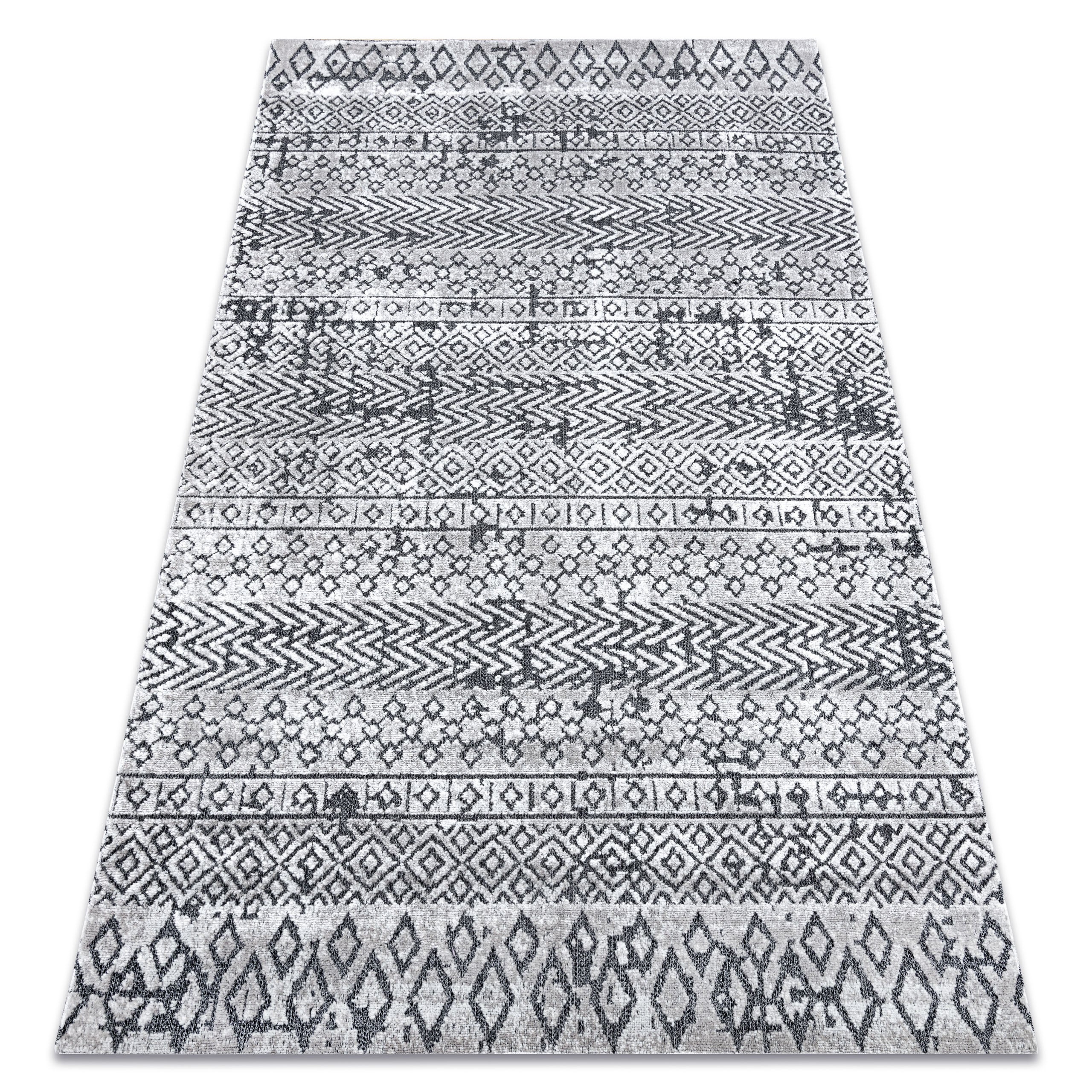 Dywan Strukturalny SIERRA G6042 Płasko tkany, dwa poziomy runa jasny szary - geometryczny, etniczny 120x170 cm