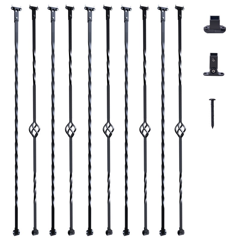 Pręt balustrady, pręt bramowy, pręt dekoracyjny, pręt ogrodzeniowy, stal ocynkowana, 56 x 56 x 1122 mm, tralki, drążek schodowy, szczeble schodó VEVOR