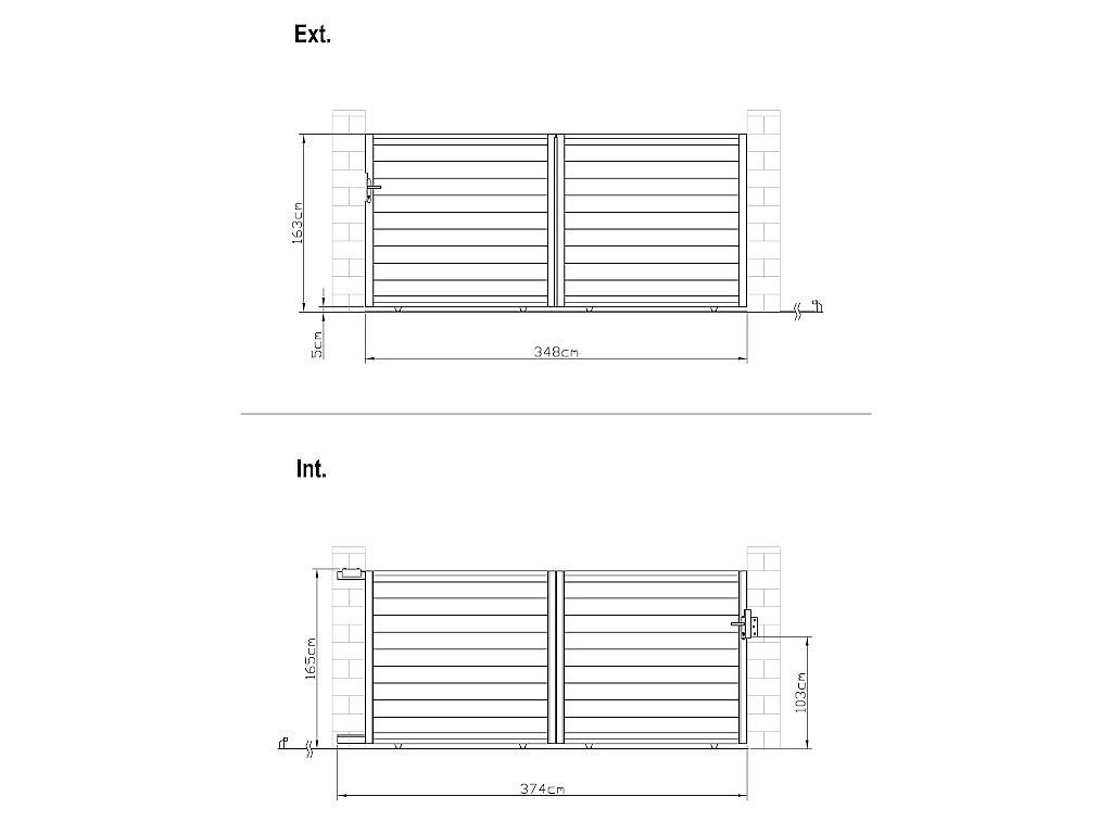 Portail coulissant aluminium plein L374 x H165 cm anthracite - NAZARIO - 5