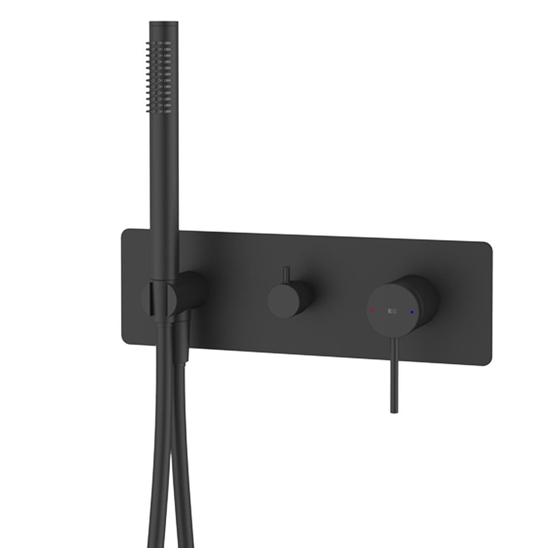 Ensemble de douche à encastrer mitigeur ESSEBAGNO noir mat rond. Pomme de douche murale 25 cm anticalcaire 2 voies - 6