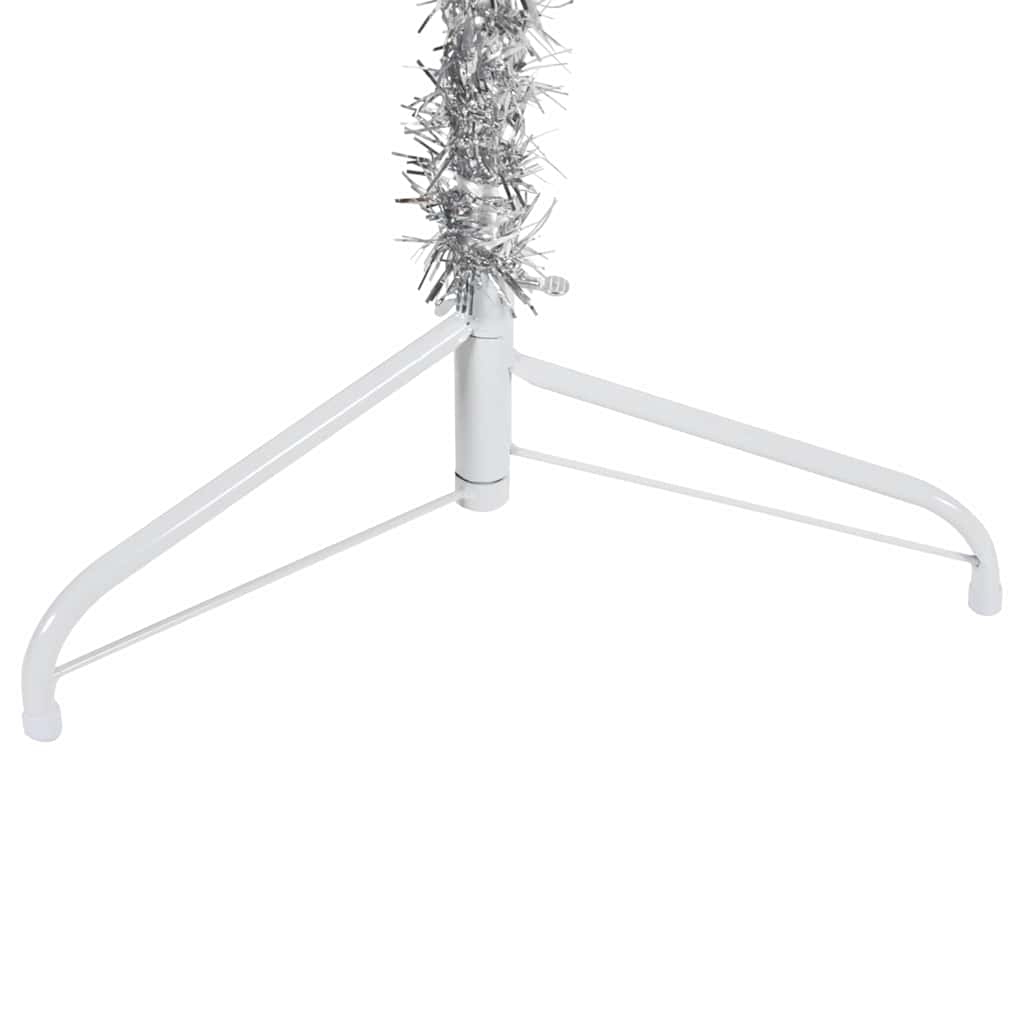 Meia árvore de Natal artificial com suporte prateado 210 cm - COMFORTXL - 6
