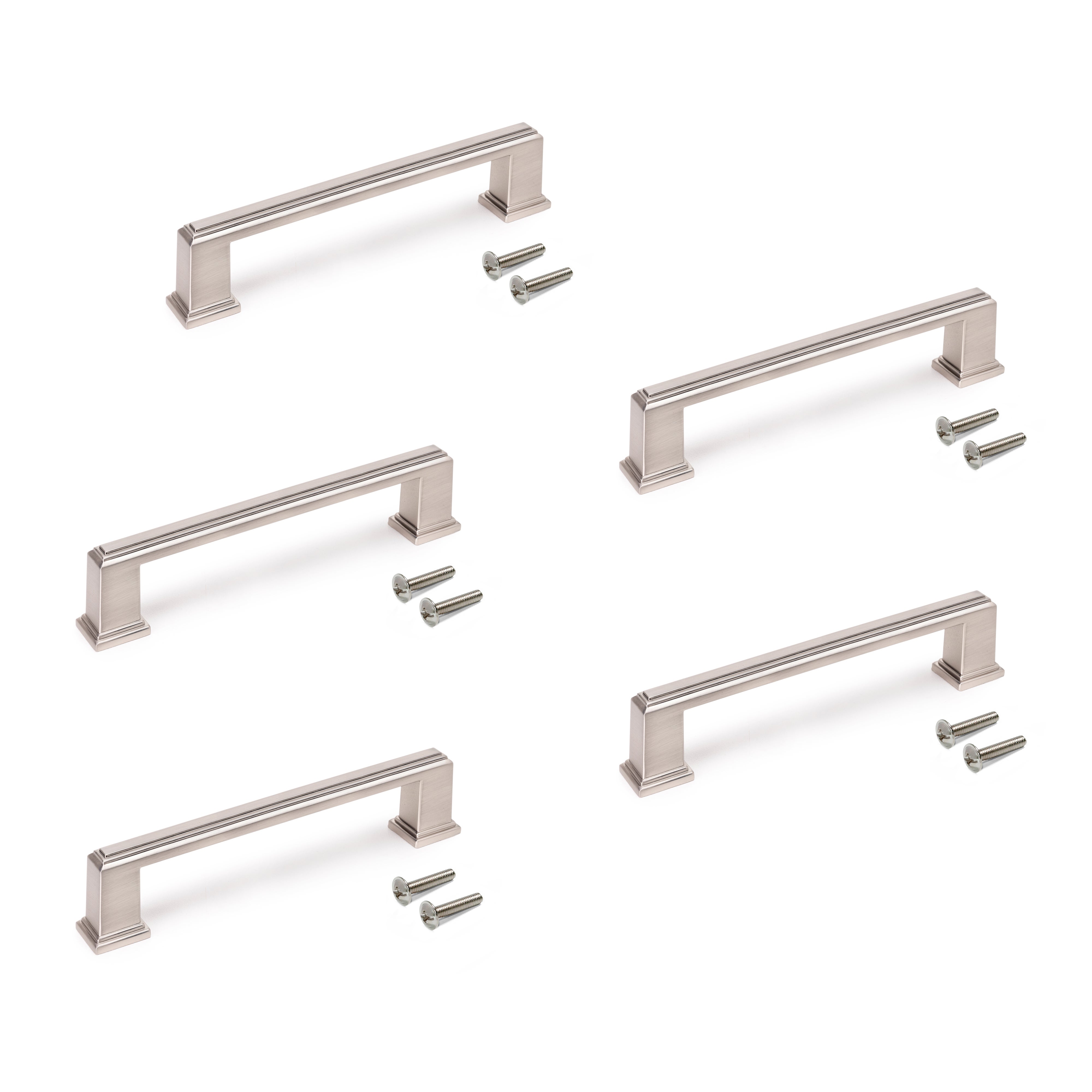 Emuca Pakiet 5 uchwytów meblowych Tanger, L147.5mm, Rozstaw 128mm, Znal, Nikiel satynowy