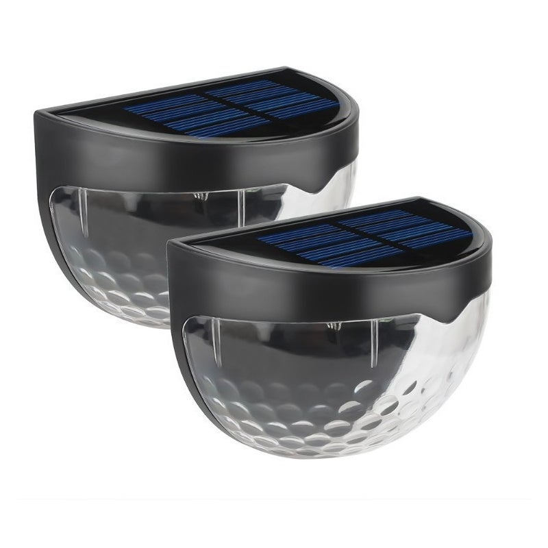 Zestaw 2 lamp solarnych LED, 6 lamp do ogrodu, zewnętrzne oświetlenie o ciepłej barwie, lampa ogrodzeniowa z panelem słonecznym