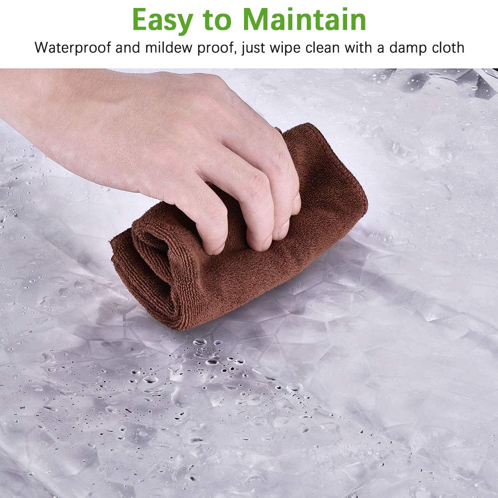 Tenda Doccia Antimuffa EVA 180x200cm - Trasparente, Con 12 Anelli, Impermeabile, Effetto Vetro Opaco - Foto 5