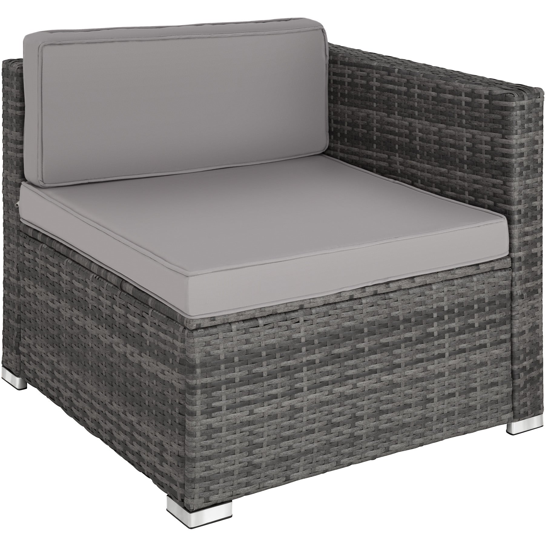 Salon de jardin en résine tressée et acier 5 places avec coffre de rangement résistant aux UV gris TECTAKE - 4