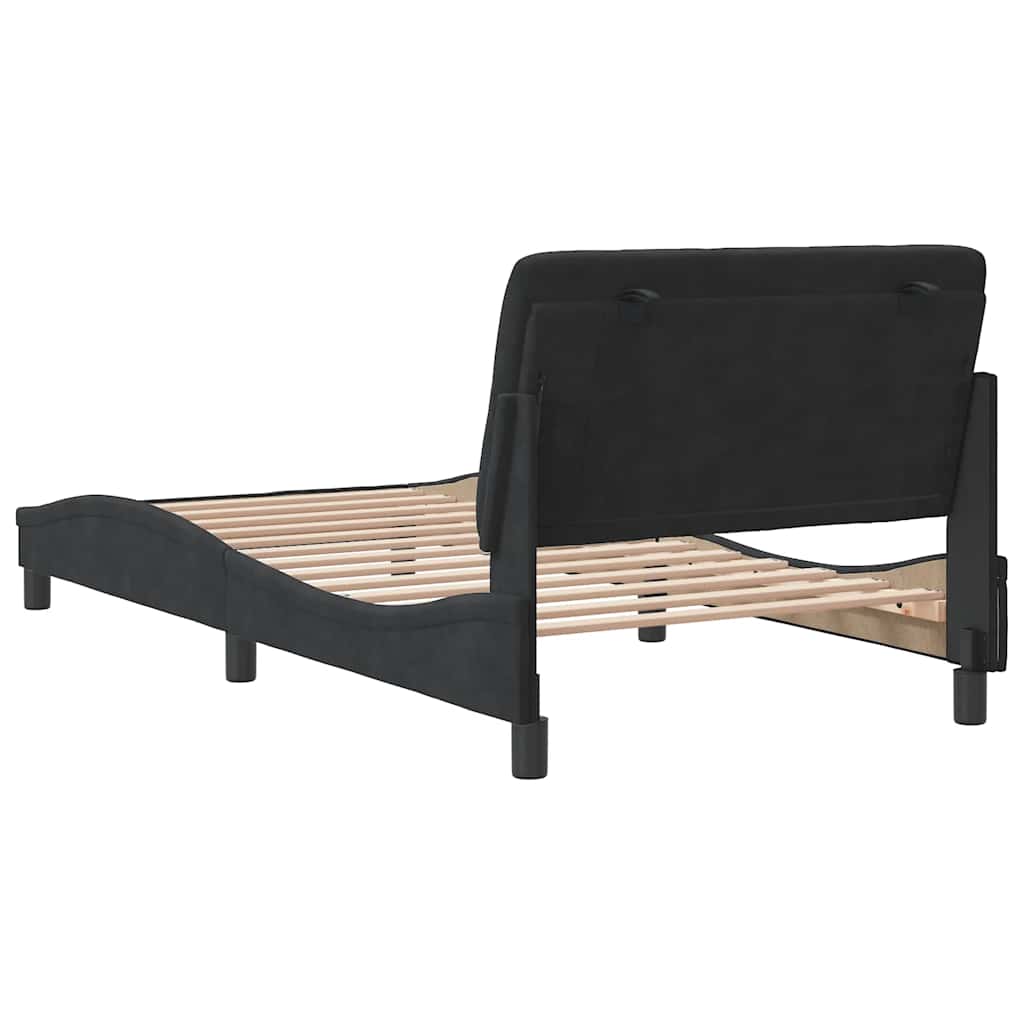 Cadre de lit sans matelas noir, velours, pour la chambre, 100 × 200 cm - 7