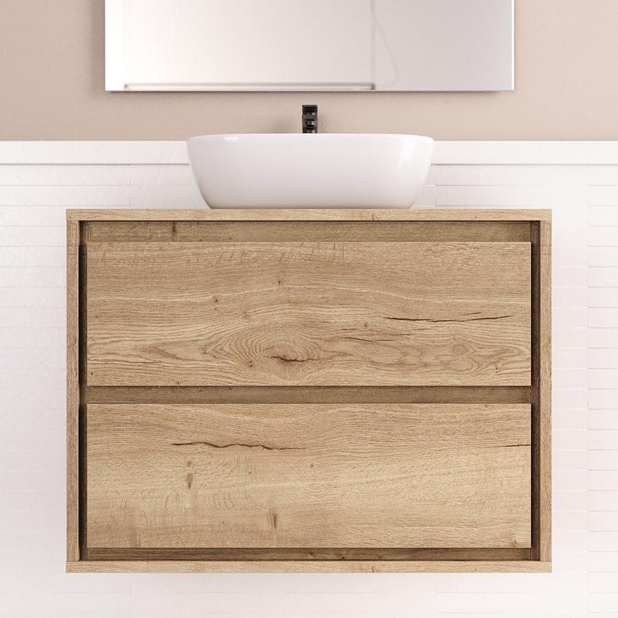 Meuble De Salle De Bain Suspendu 80cm Avec Vasque En Céramique Et Rangement Spacieux - Moderne Et Pratique