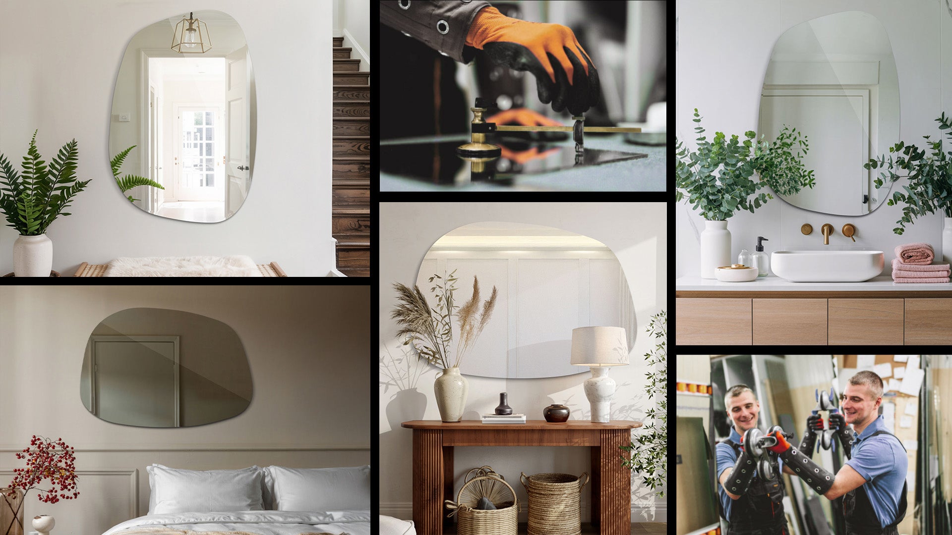 Grande Specchio Asimmetrico e Irregolare - Specchio Moderno a Forma Organica senza Cornice - 78x57 cm - Tulup - 8