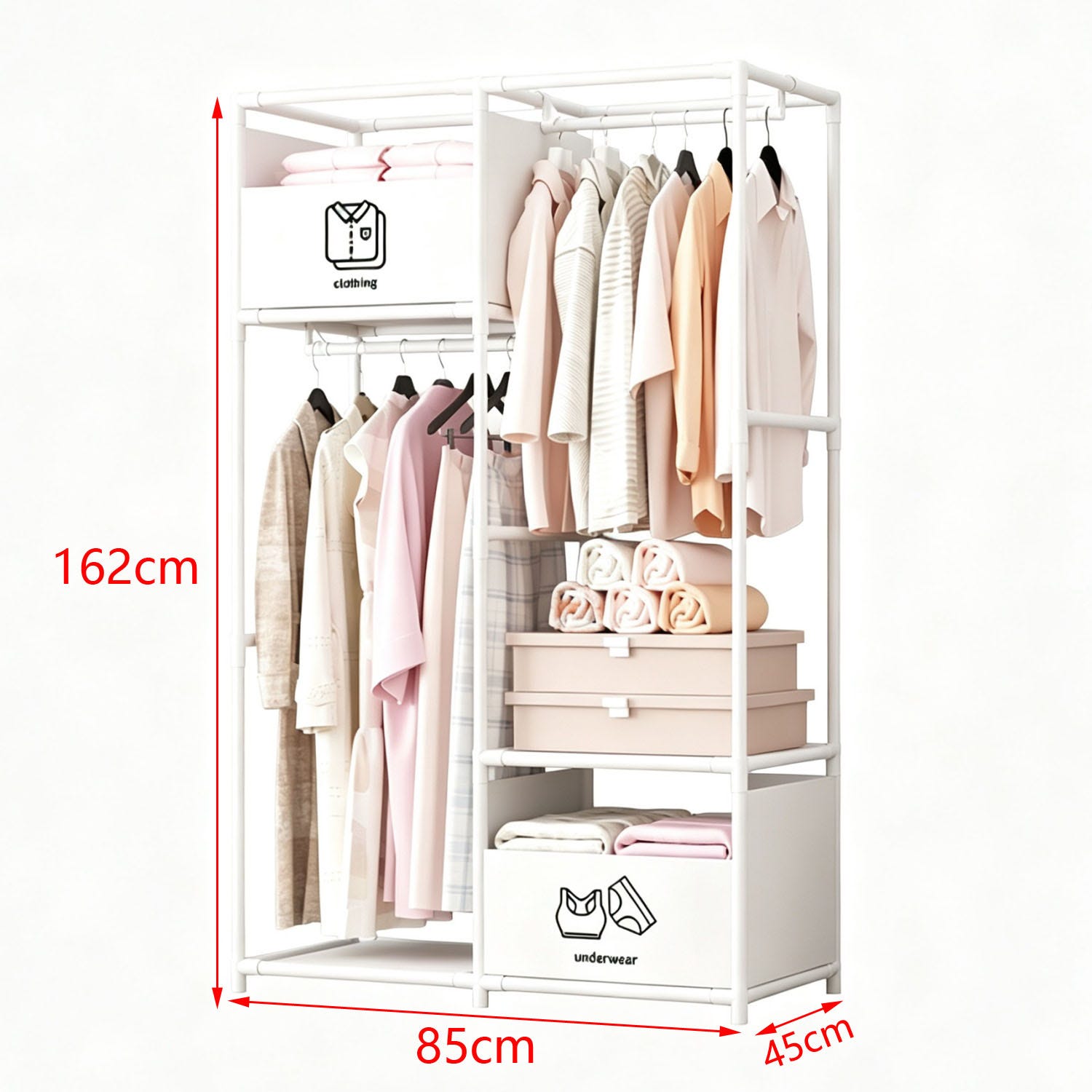 Cabides Roupa ZAEWRY Cabide aberto, ideal para quarto, com 2 sacos de arrumação ...