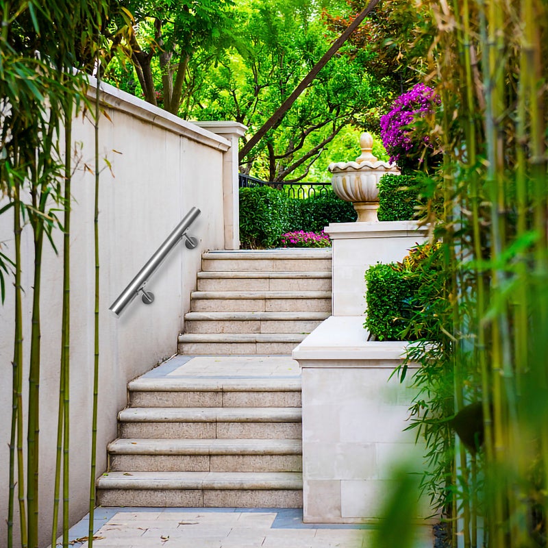 Rampe Escalier 2 Supports Muraux , Main courante Rampe d’escalier acier 304 inoxydable, intérieur&extérieur, 50cm - 7