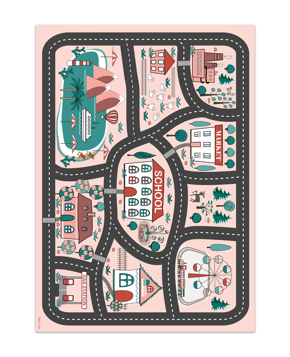 Alfombra vinílica infantil a03 rosa 95x133 cm pie de cama pvc interior exterior