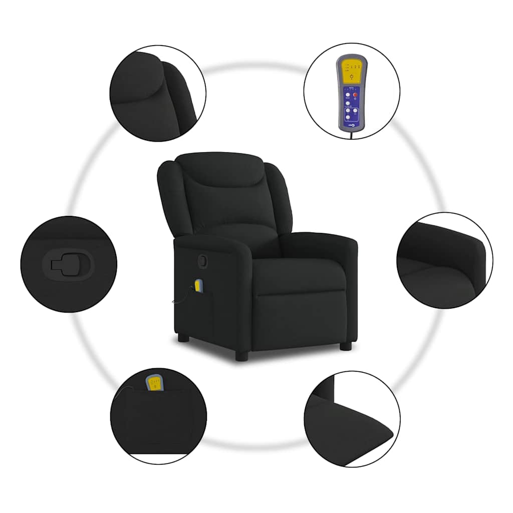 Fauteuil de massage inclinable Noir Tissu - 8