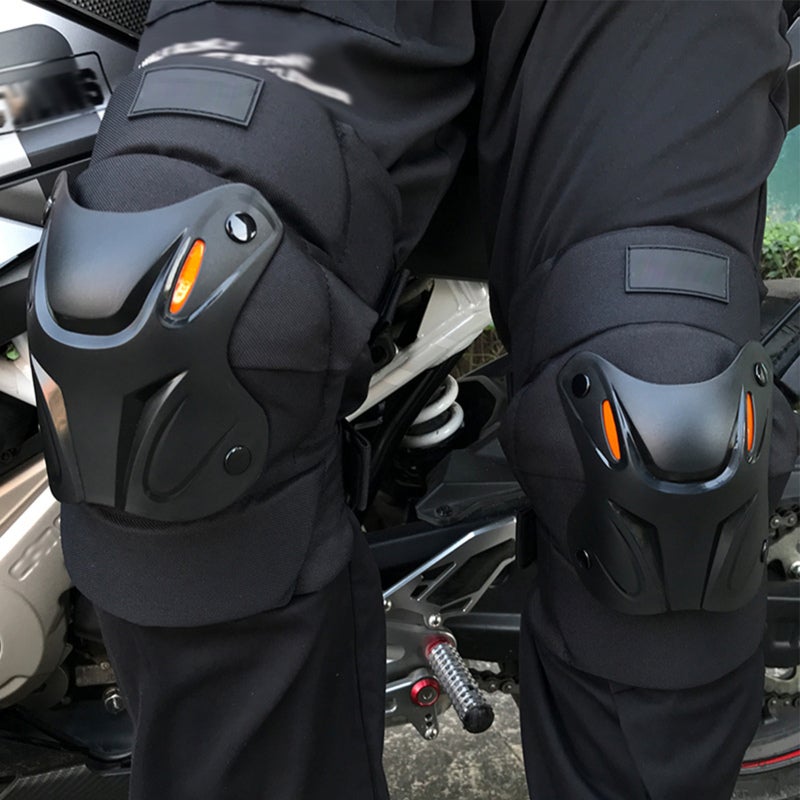 Conjunto de 2 joelheiras ajustáveis para motociclismo, cotoveleiras aquecidas, proteção contra quedas com faixa refletora. - 4