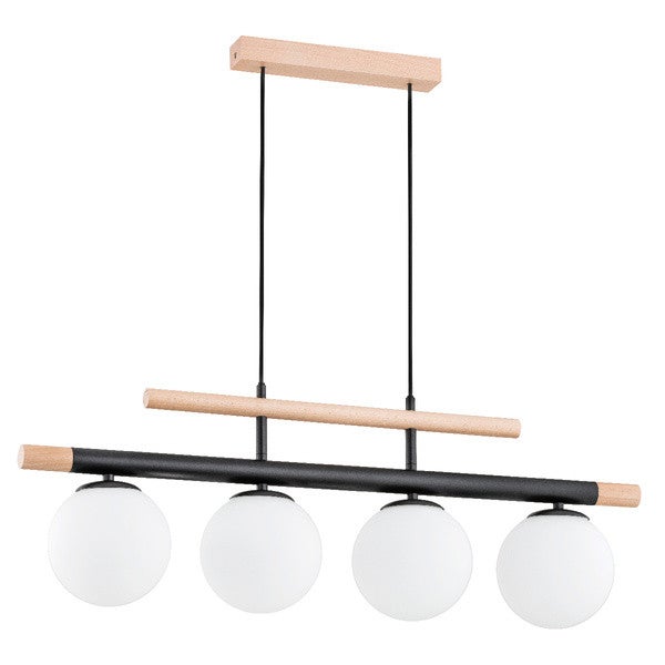 Lampa wisząca TRENDY czarna-jasne drewno 4 x E14 x 10W wym: 85 x 82 x 15 cm Alfa
