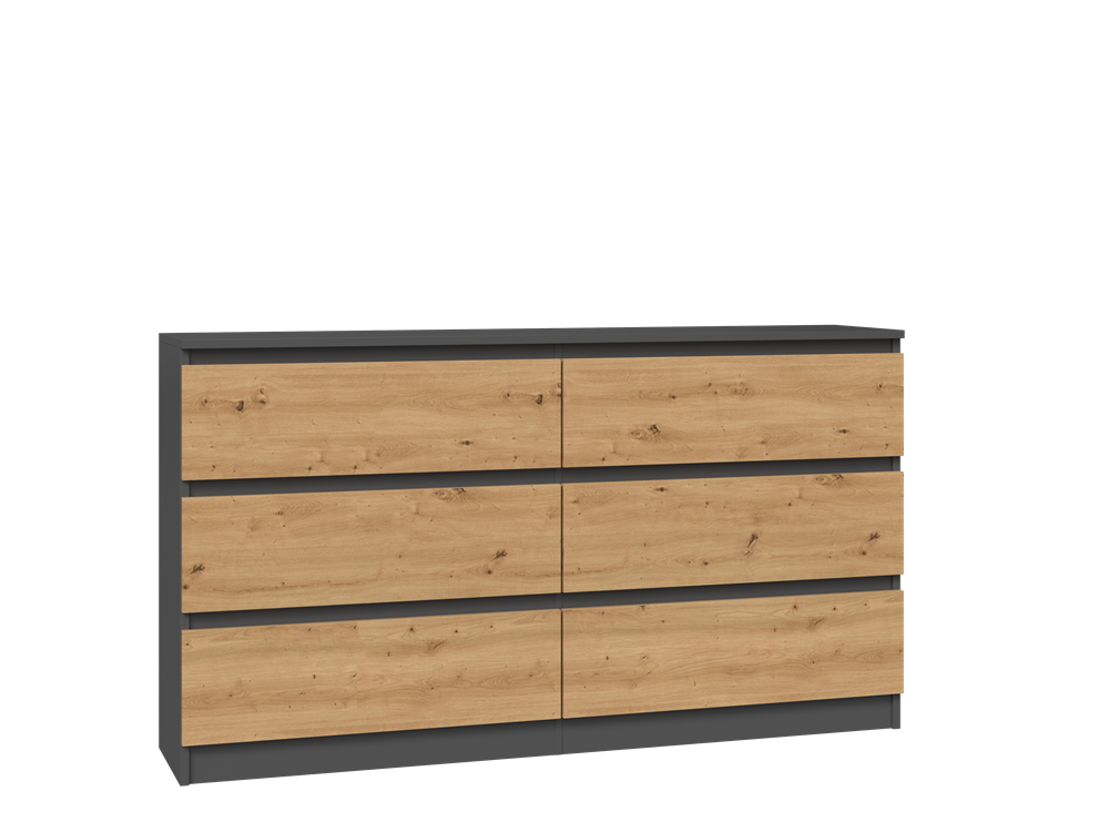 Komoda Topeshop Malwa M6 140 - Antracyt / Dąb Artisan 40x138x75 cm