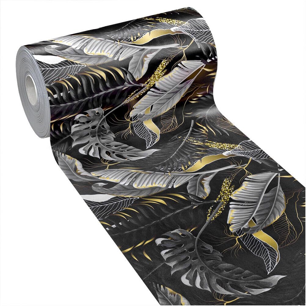 Alfombra de cocina 51x450 cm pvc resistente a las manchas moderna antideslizante no deshilacha lavable fantasía hojas doradas