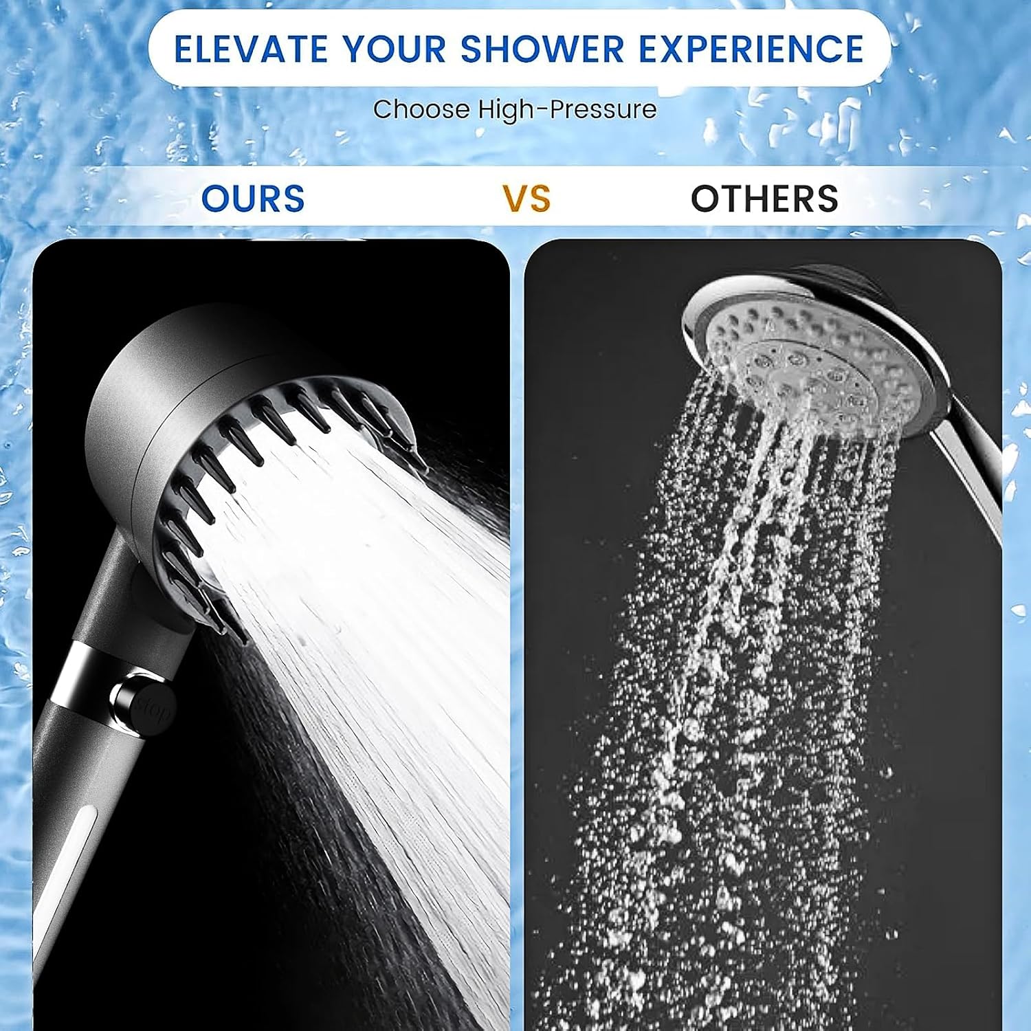 Un pommeau de douche filtrant avec douchette à main, trois modes de jet et un pommeau de douche haute pression à économie d'eau. - 5